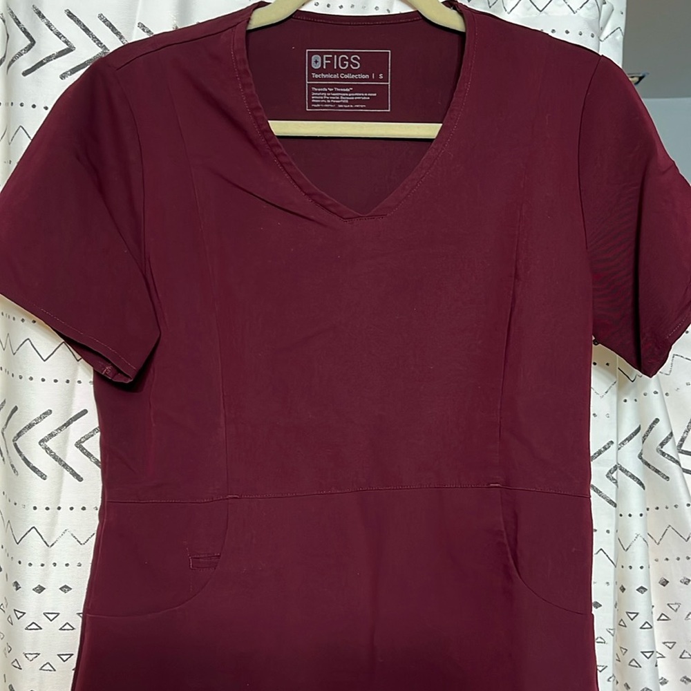 FIGS Limited Edition Technical Collection Aburi Scrub Top - Burgundy